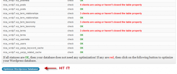 optimize wordpress database